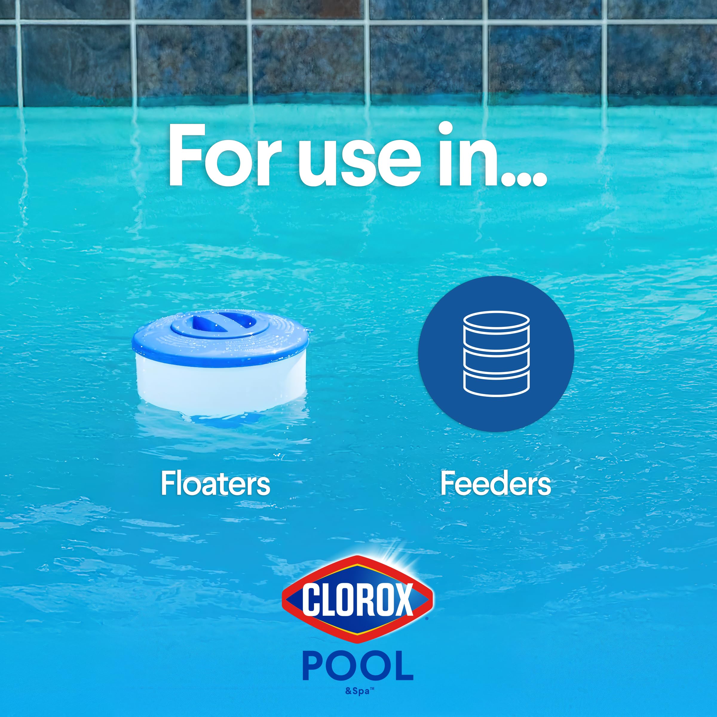Clorox Pool&Spa tablet in a floater dispersing sanitizer and maintaining clarity