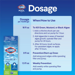 Clorox Pool&Spa producto en uso vertido en piscina con agua clara como beneficio