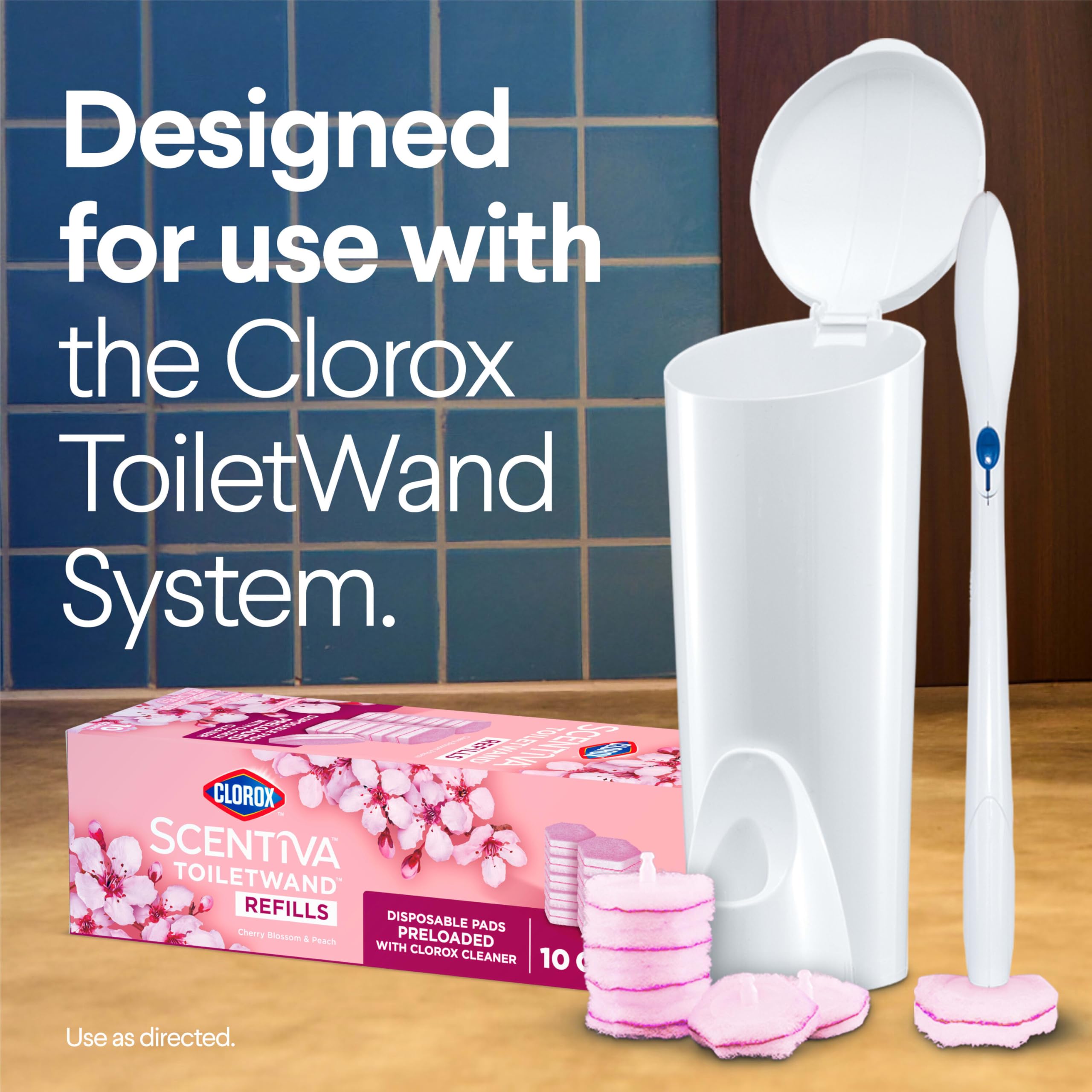 Clorox recambios comparados en escala con mano para visualizar tamaño