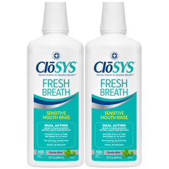 CloSYS bottle front view showing gentle mint packaging and long-lasting freshness