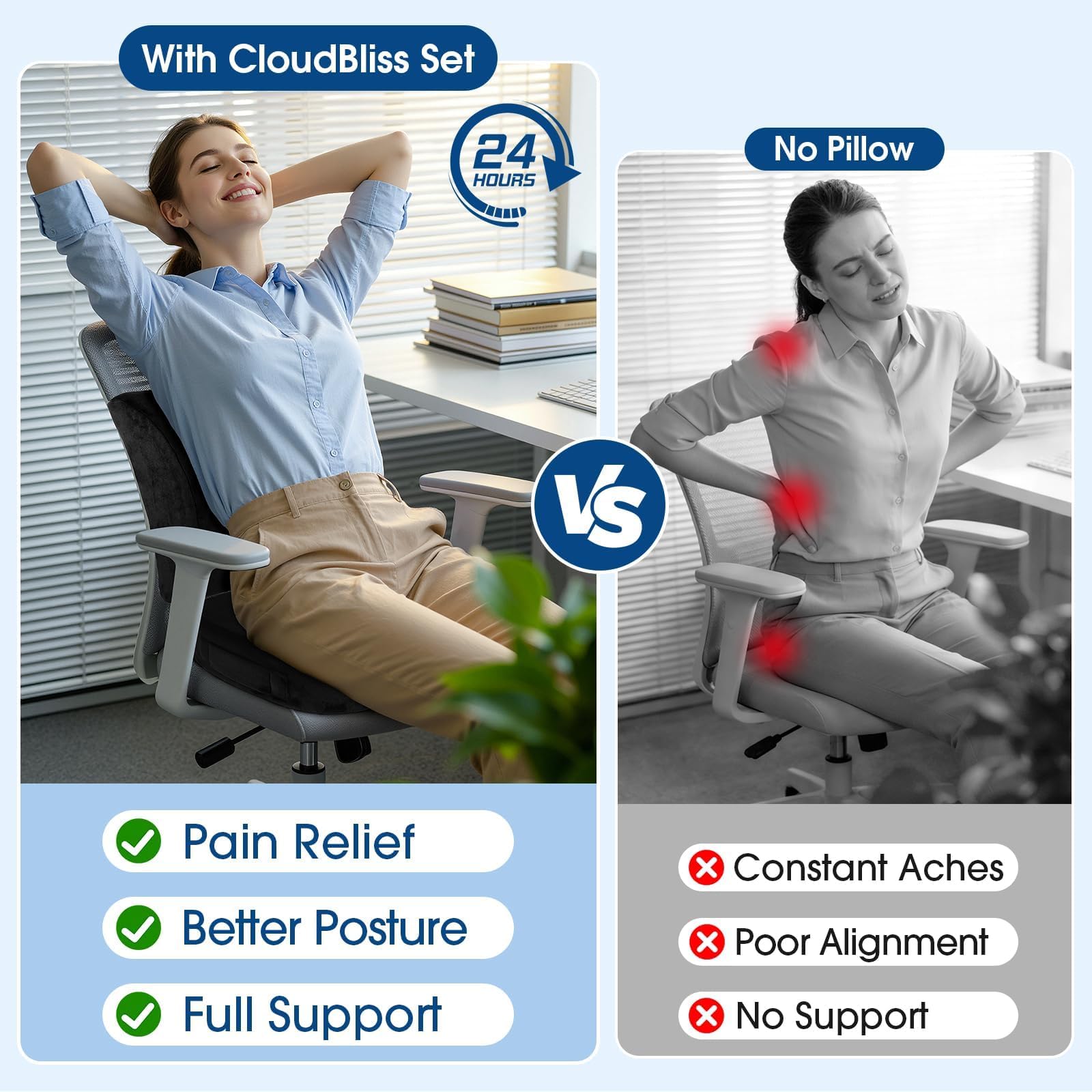 CloudBliss manos mostrando escala del cojín y su tamaño práctico
