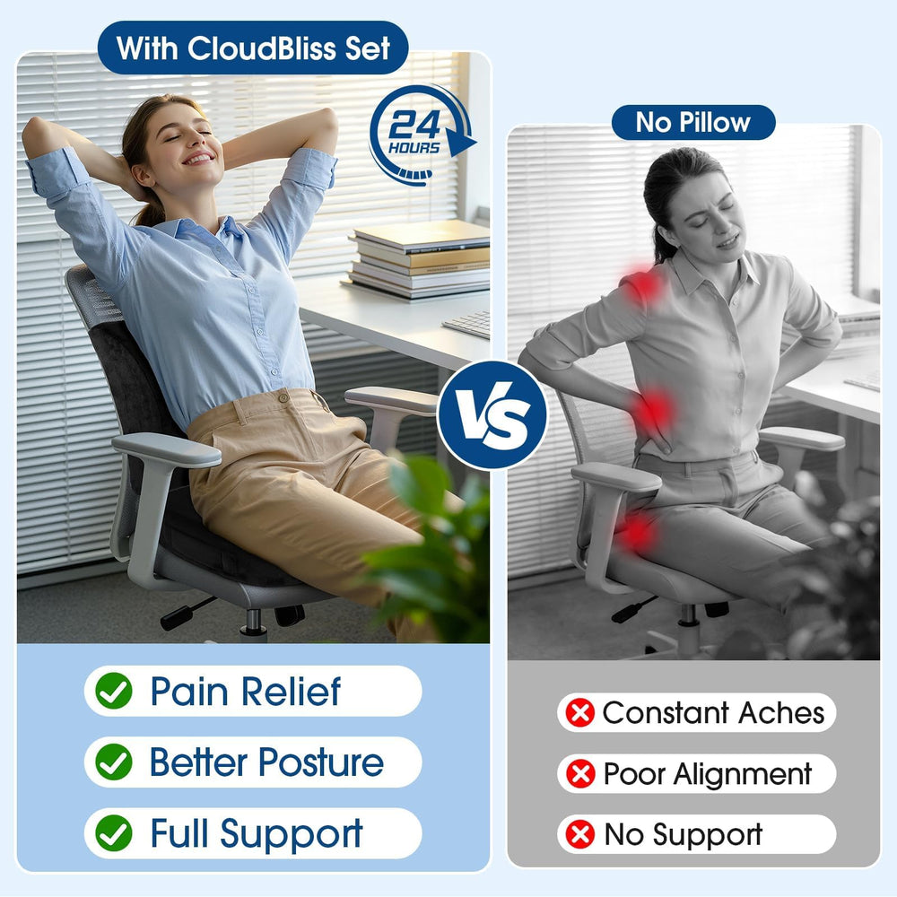 CloudBliss manos mostrando escala del cojín y su tamaño práctico