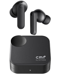 CMF BY NOTHING vista frontal del auricular y caja, diseño elegante y compacto