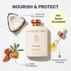 Coastal Grl aplicado antes de nadar para proteger cabello de cloro y sal