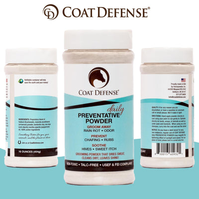 COAT DEFENSE before and after on a horse coat illustrating reduced surface dampness and shine