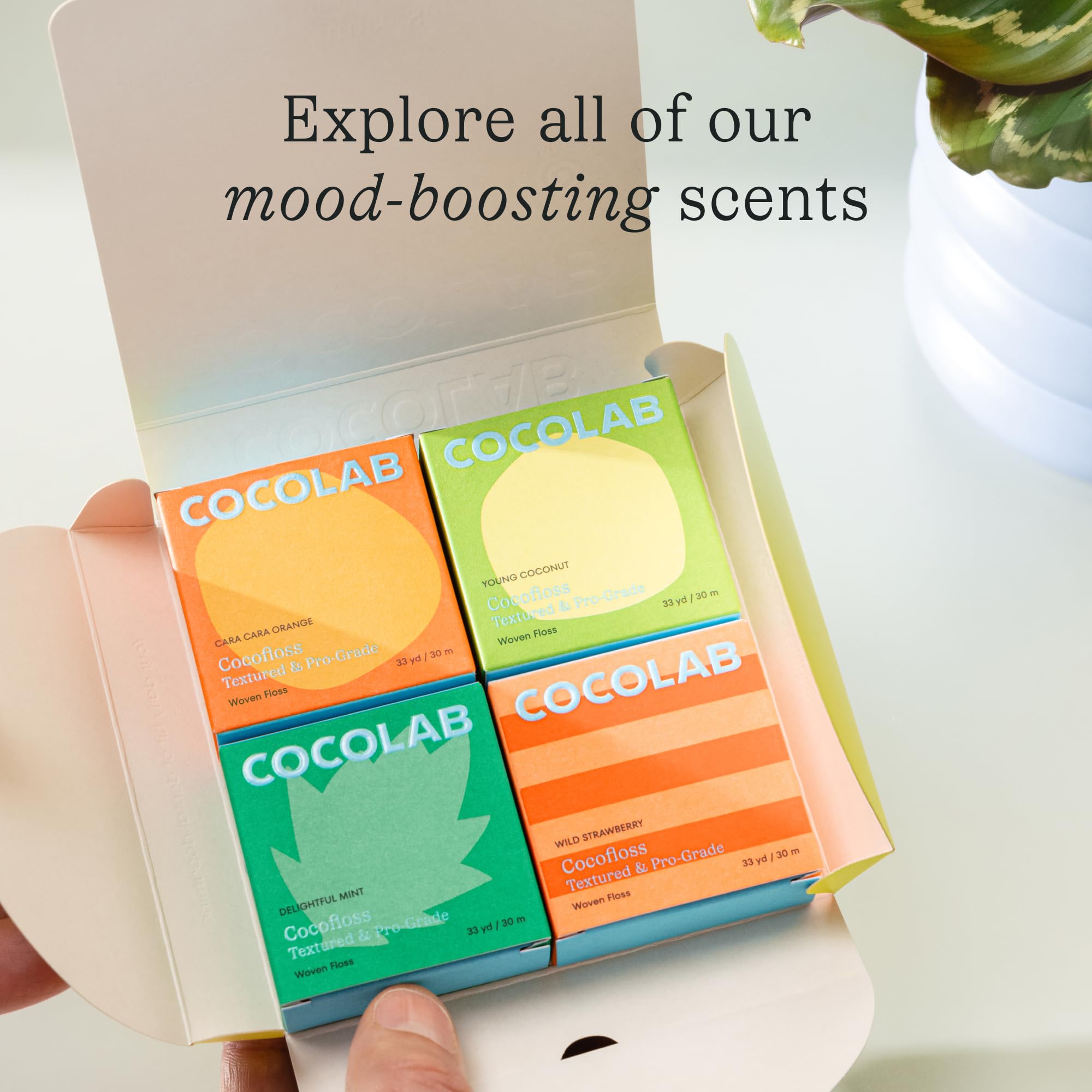 Cocolab Cocofloss fibras recicladas y botellas de plástico mostrando origen sostenible