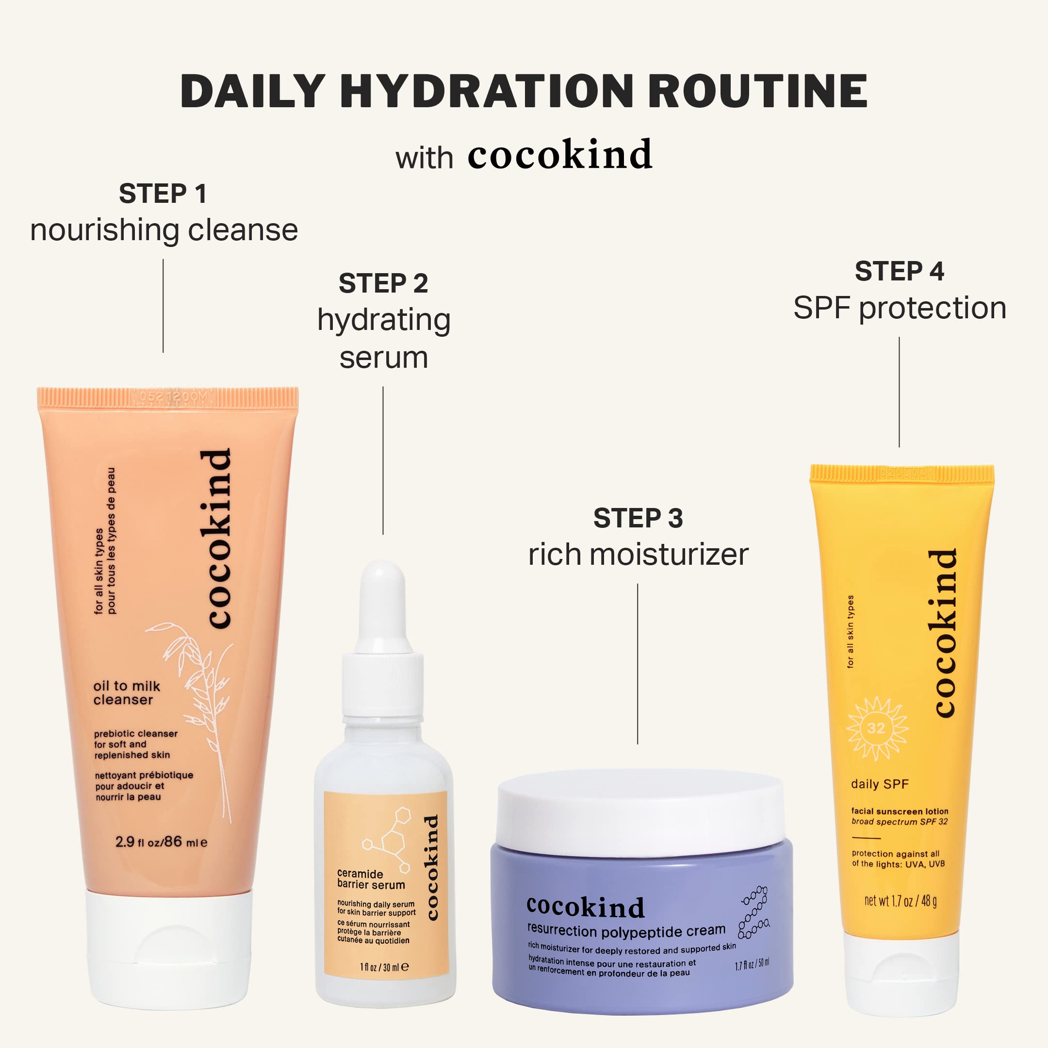 Cocokind en rutina matinal con hidratante y maquillaje para uso diario