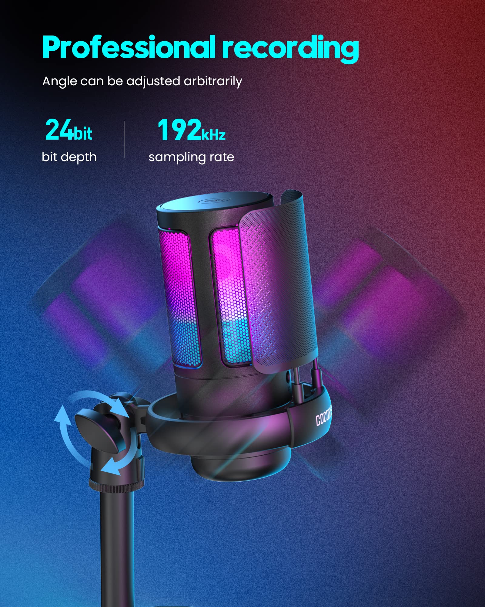 COCONISE luces RGB activas mostrando ambiente inmersivo para streams