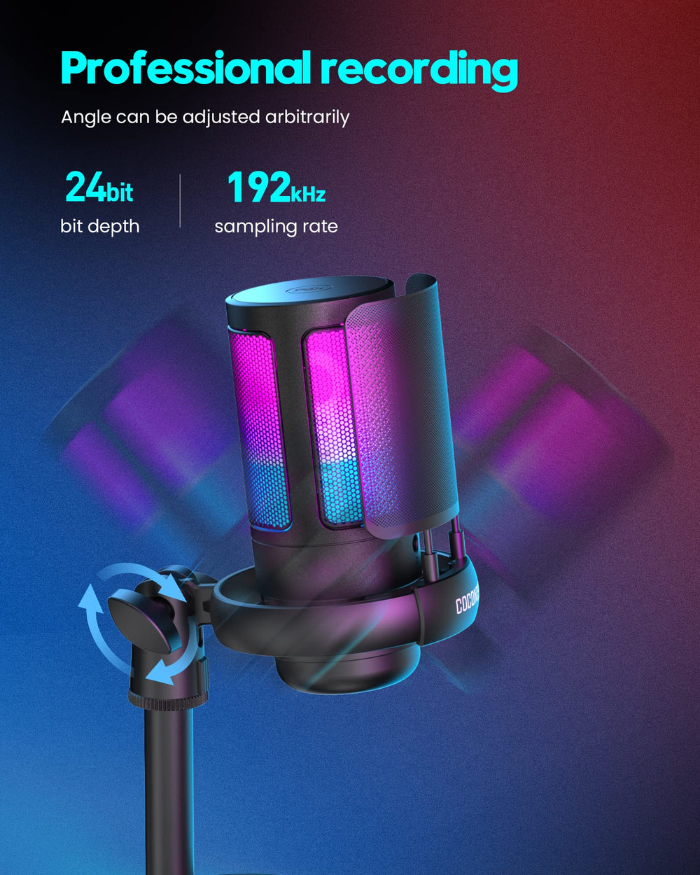 COCONISE luces RGB activas mostrando ambiente inmersivo para streams