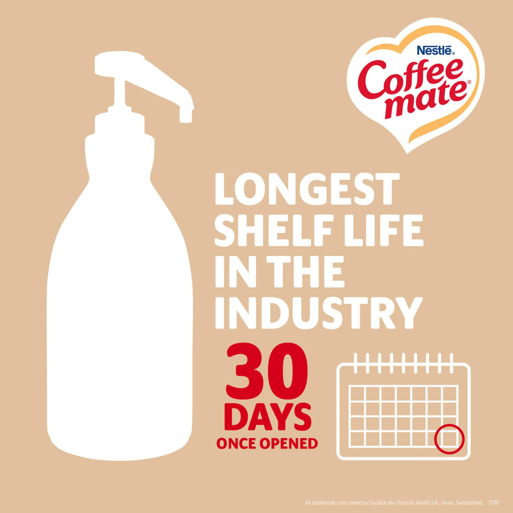 Coffee Mate comparación de tamaño en mano para visualizar capacidad 50.7 oz