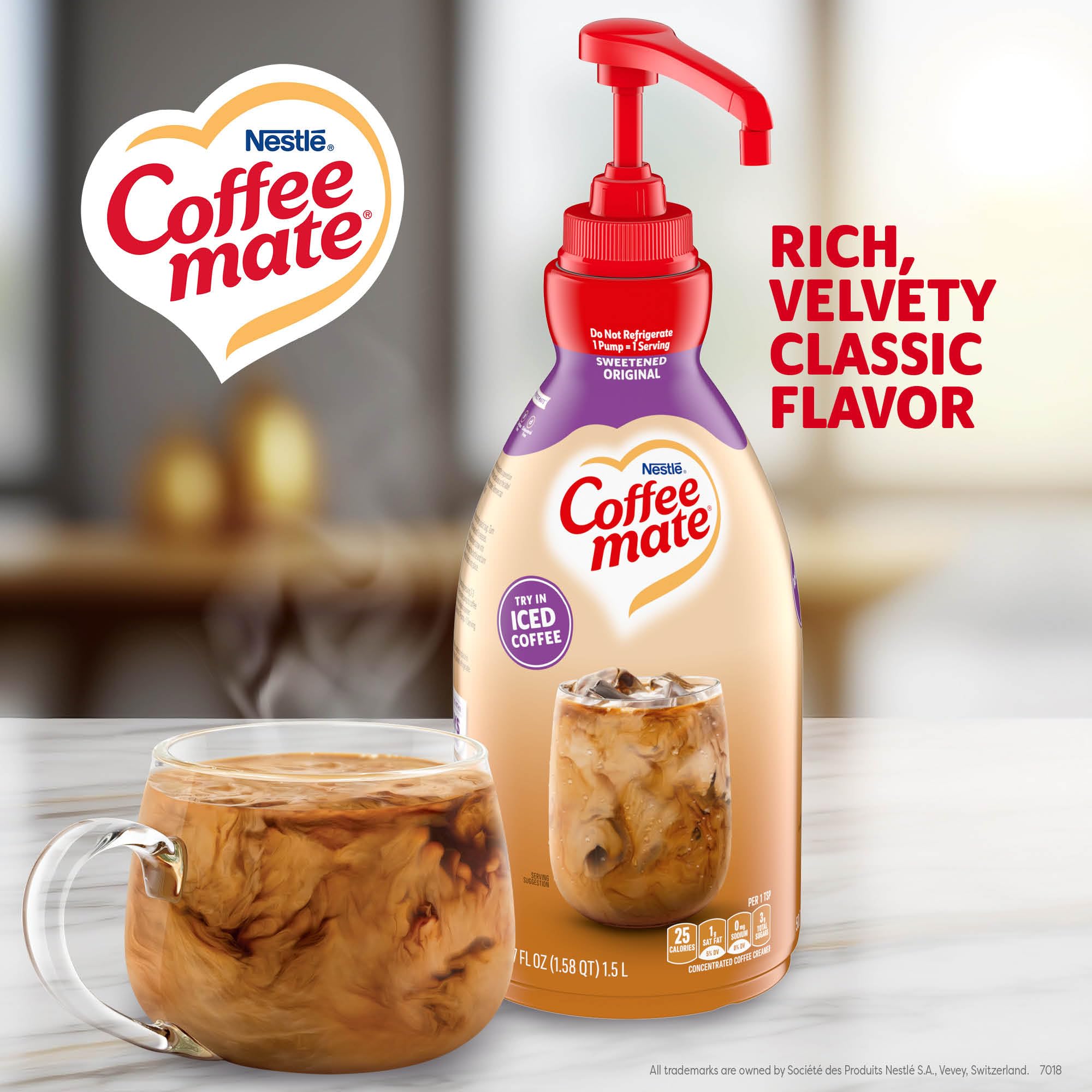 Coffee Mate detalle de la bomba y cuello indicando seguridad y cierre hermético