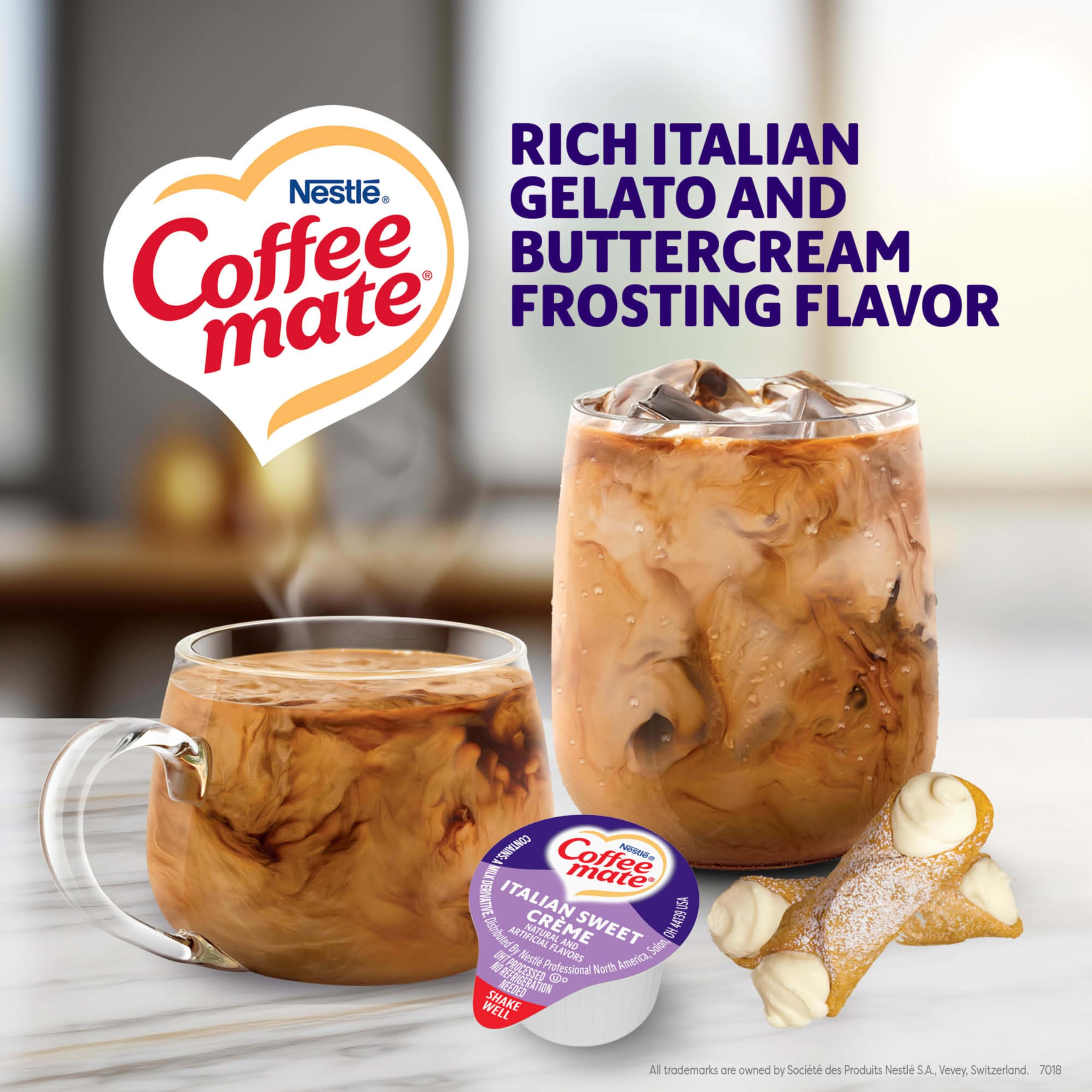 Coffee mate detalle de la tapa del envase individual evidenciando sellado seguro