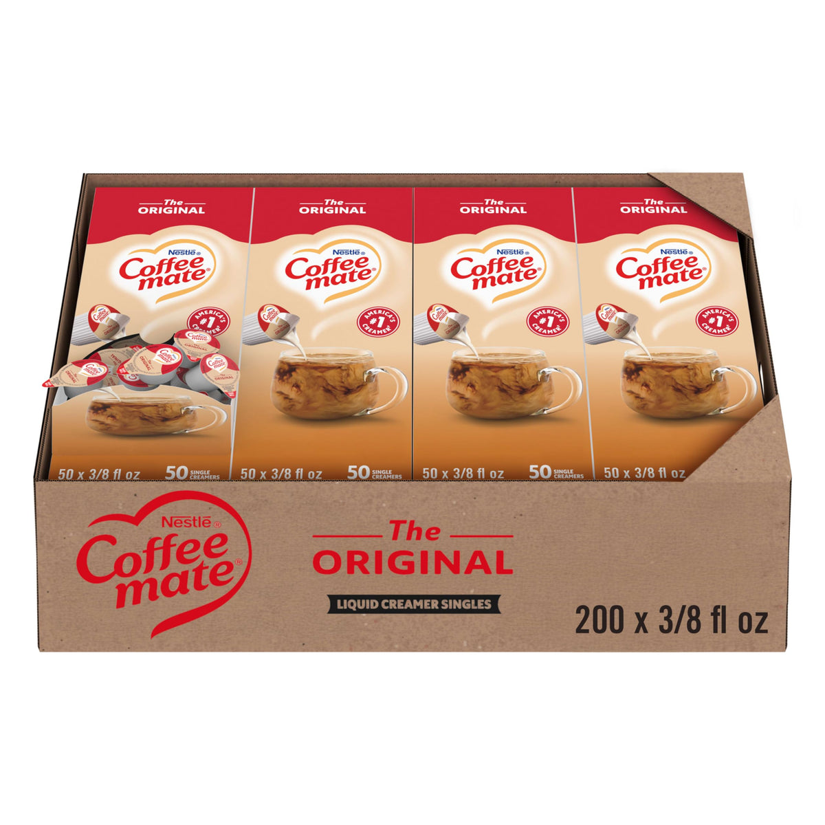 Coffee mate caja dispensadora frontal, presentación profesional y orden