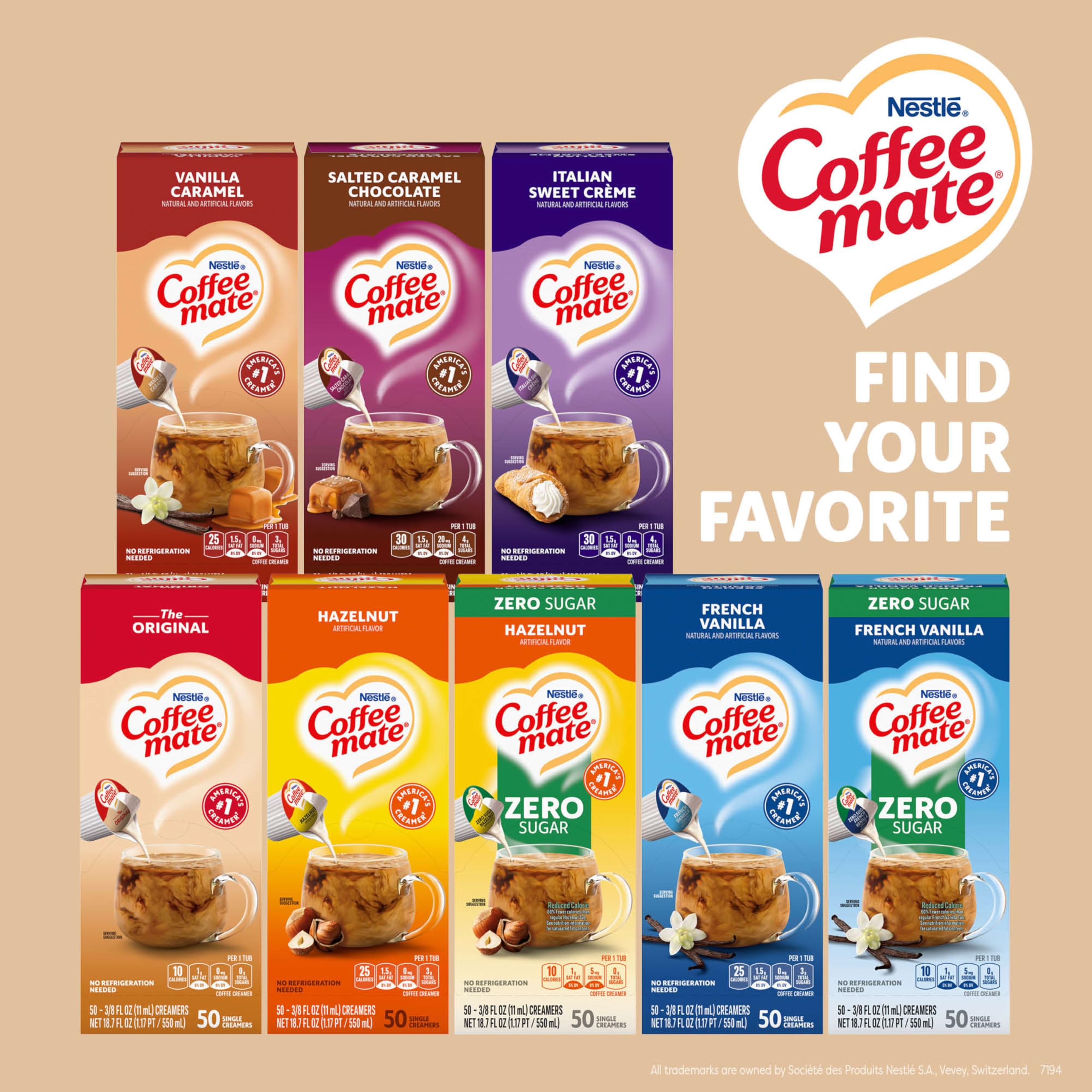 Coffee mate etiqueta con información nutricional, ingredientes transparentes