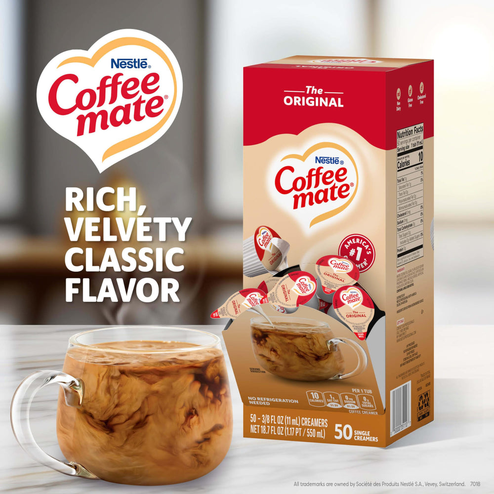Coffee mate monodosis detalle de tapa, apertura rápida y limpia