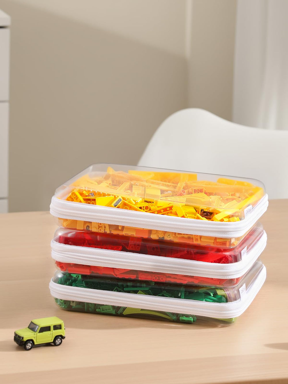 CoiiJoii estuche transparente con maquillaje organizado, visibilidad inmediata