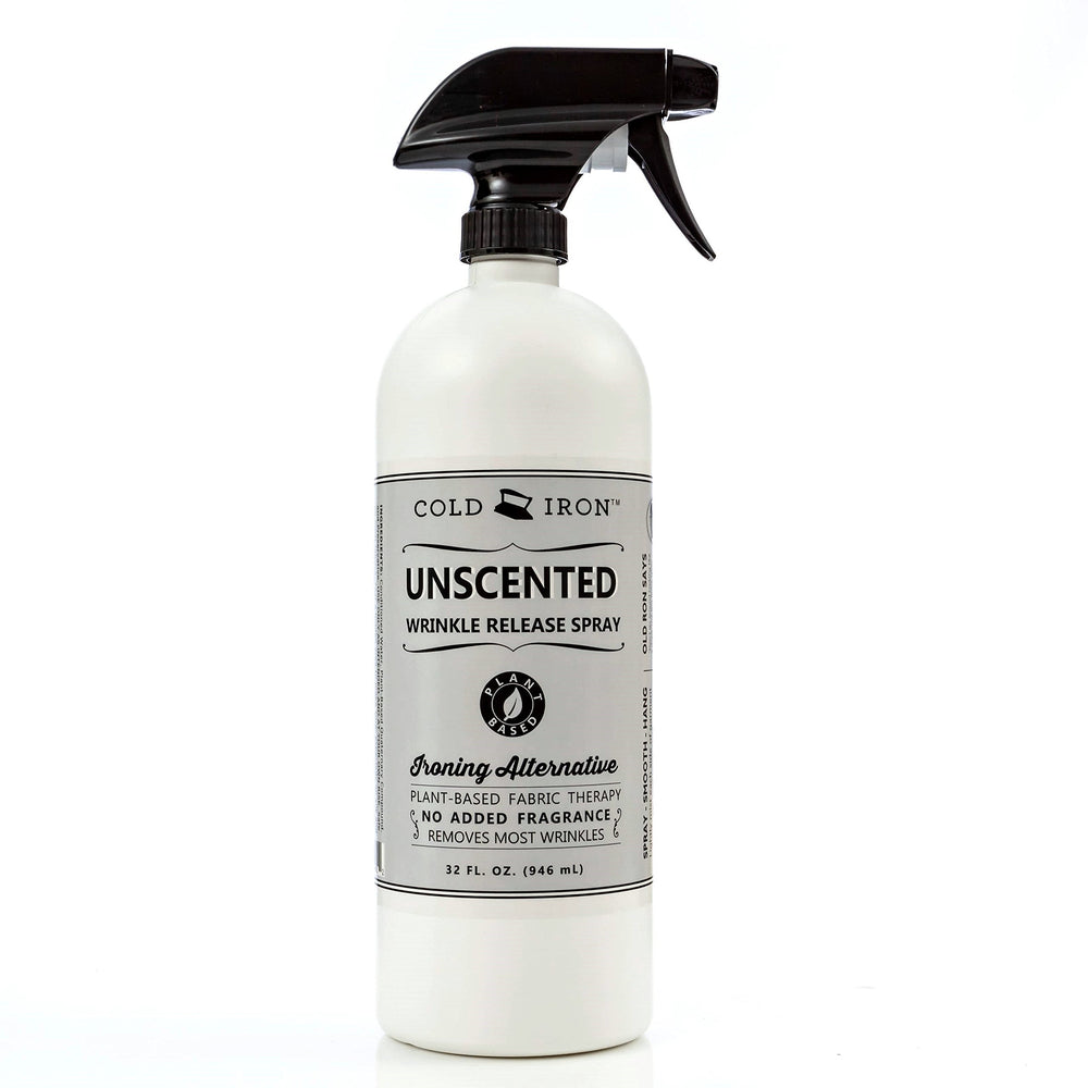 Cold Iron bottle front label showing unscented plant-based formula benefit