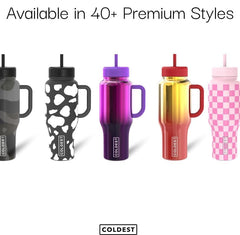 Coldest Tumbler con pajita en uso ilustrando bebida sin derrames en movimiento