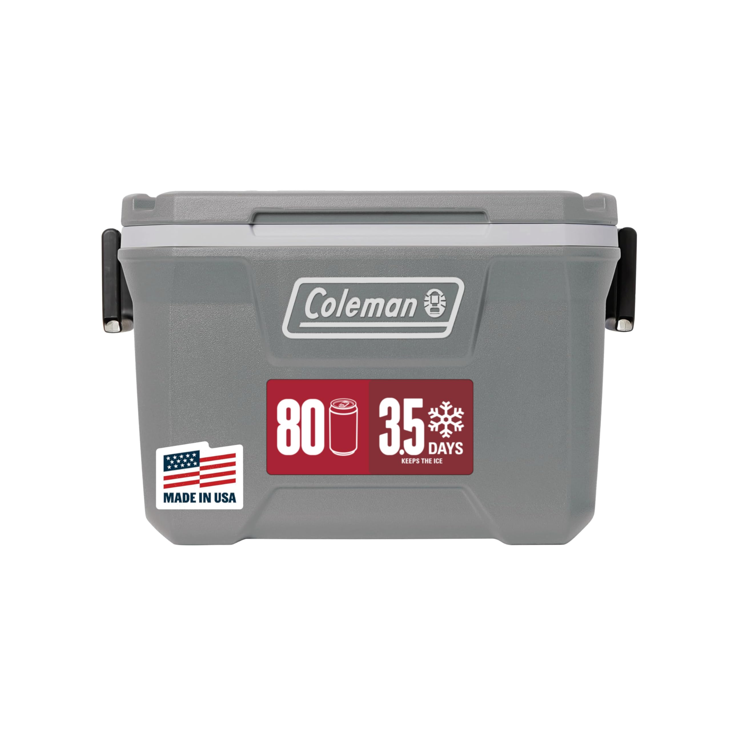 Coleman front view showing durable cooler and easy transport benefit