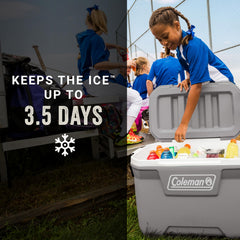 Coleman lid close-up with cup holders preventing spills benefit