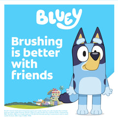 Colgate Bluey cepillo eléctrico vibrante mostrando la cabeza giratoria eficaz
