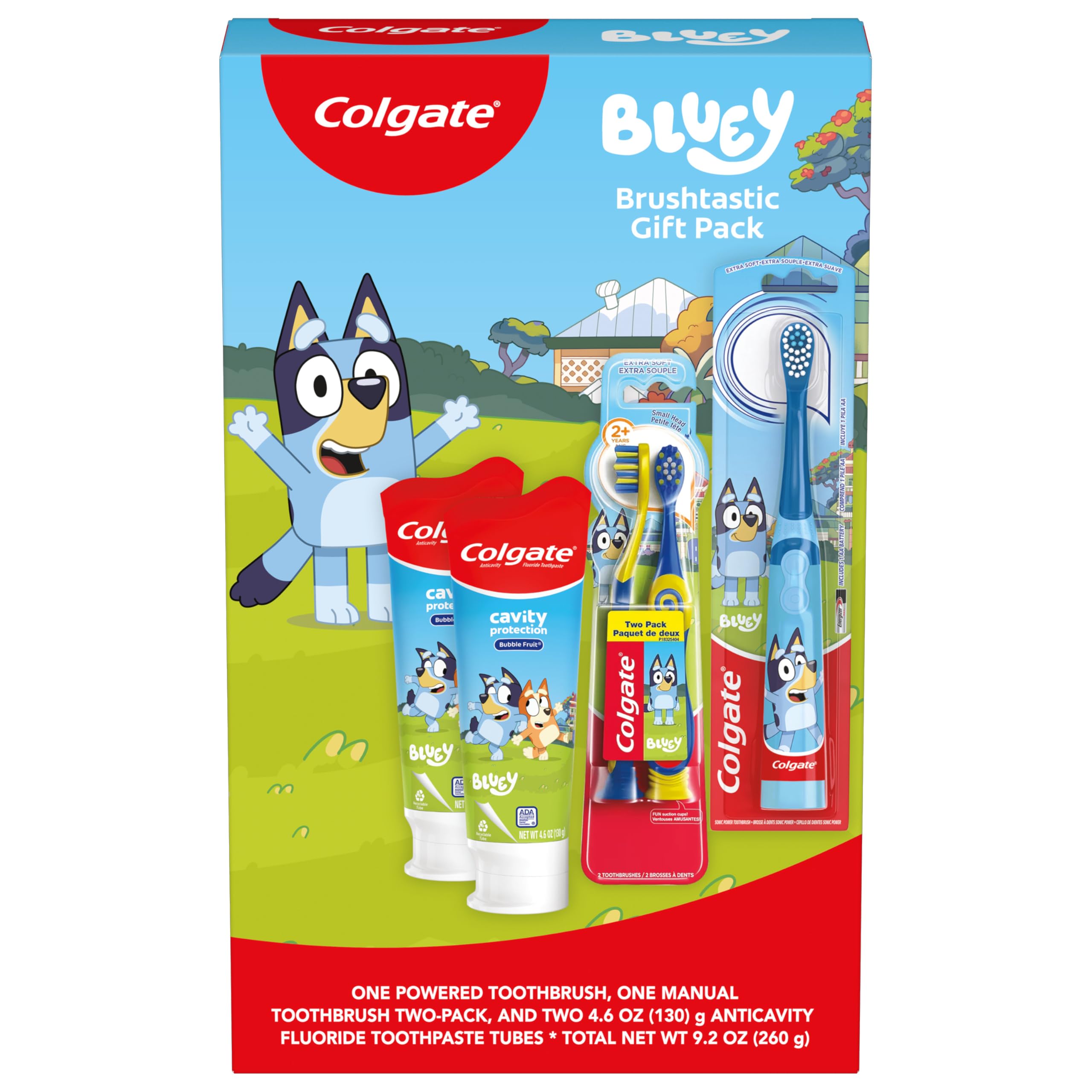 Colgate Bluey detalle del sello de aceptación dental visible y confiable