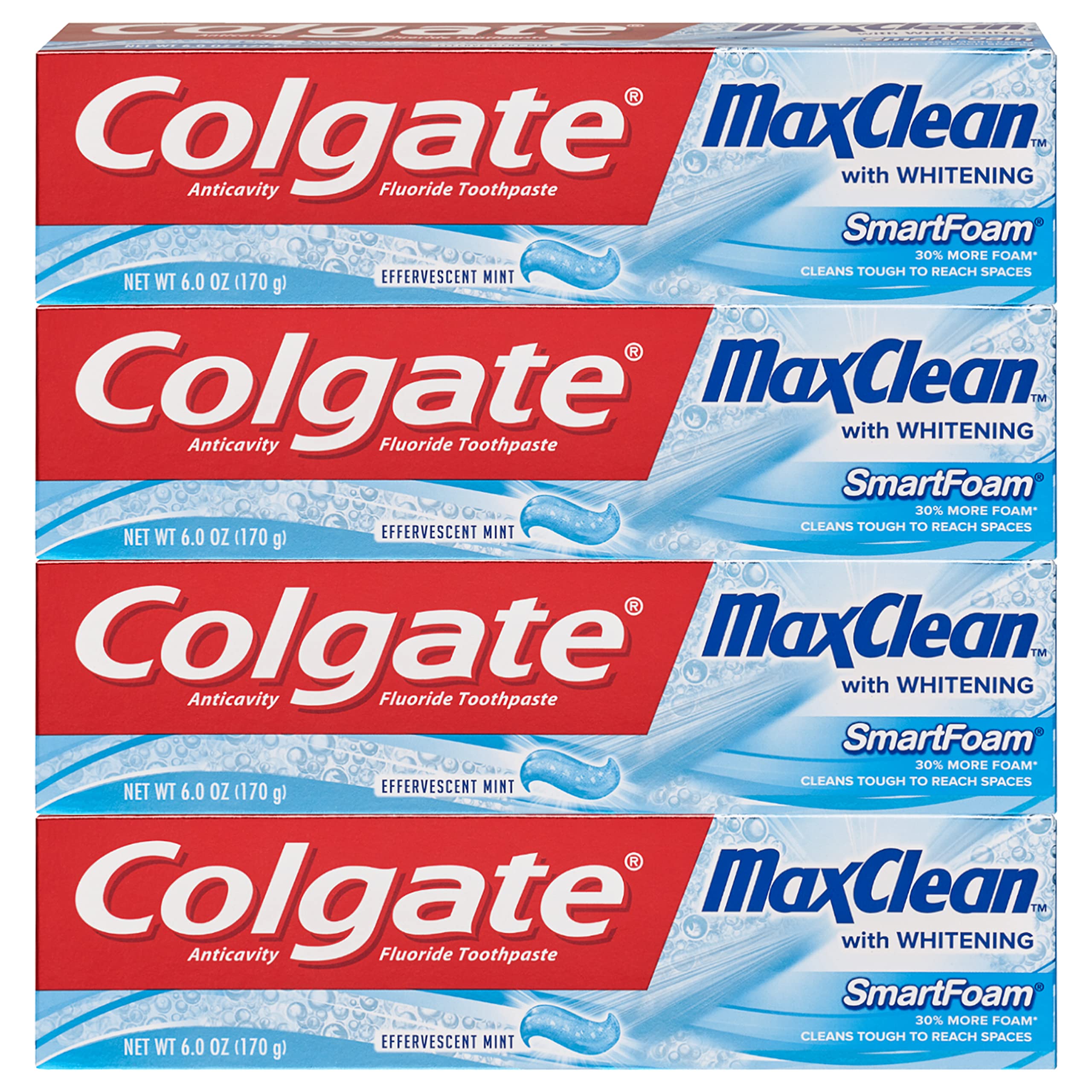 Colgate Max Clean frente del empaque mostrando el diseño y beneficios