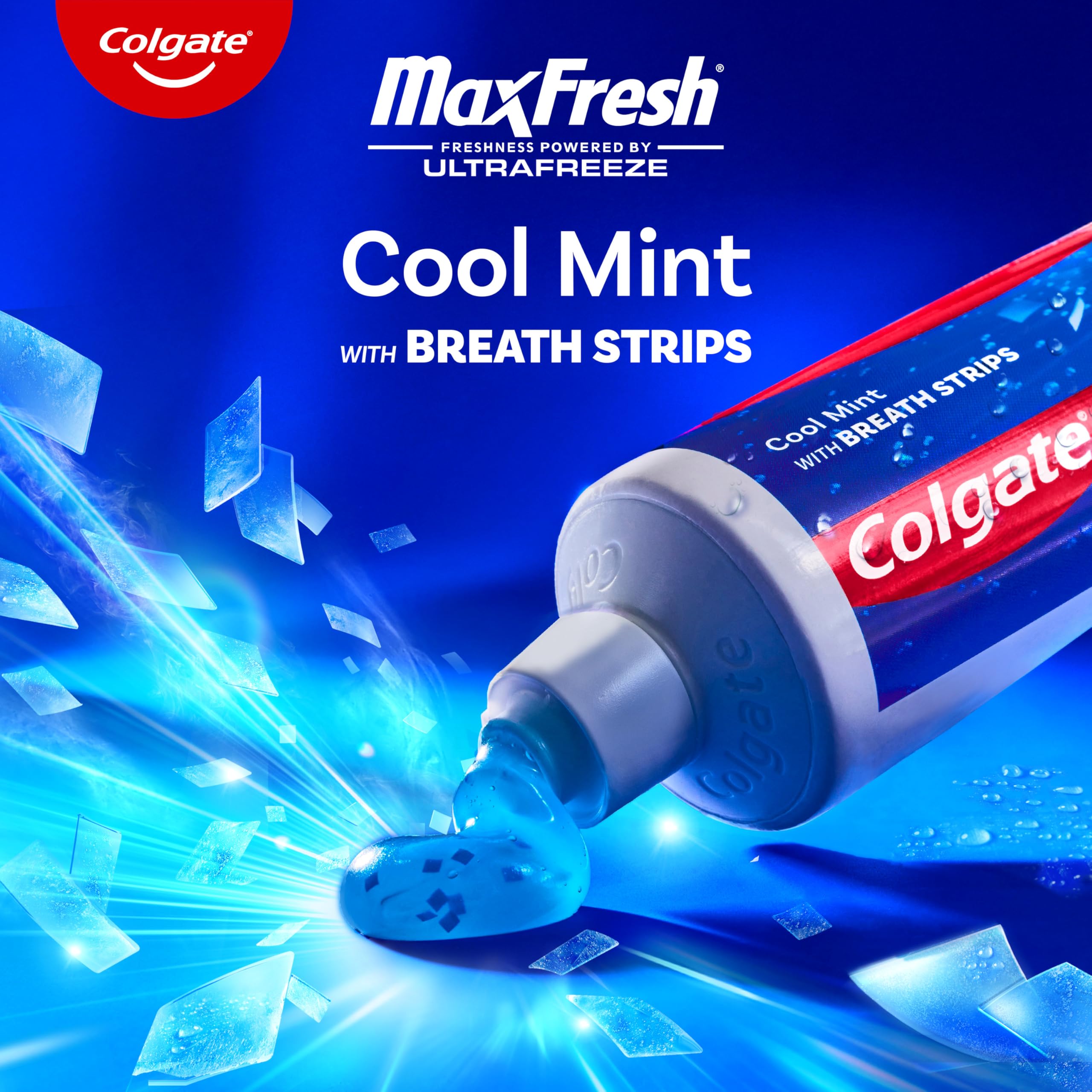 Colgate MaxFresh tubo abierto con pasta visible mostrando textura y frescor