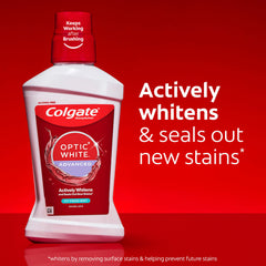 Colgate Optic White textura del líquido claro subrayando su suavidad y seguridad