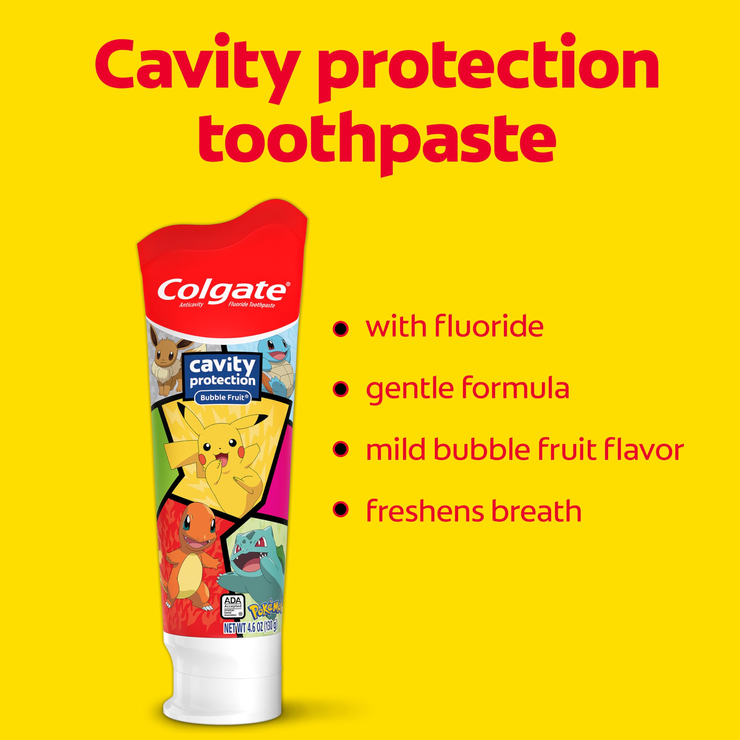 Colgate Pokemon contenido desplegado con cepillos y pastas listos para usar
