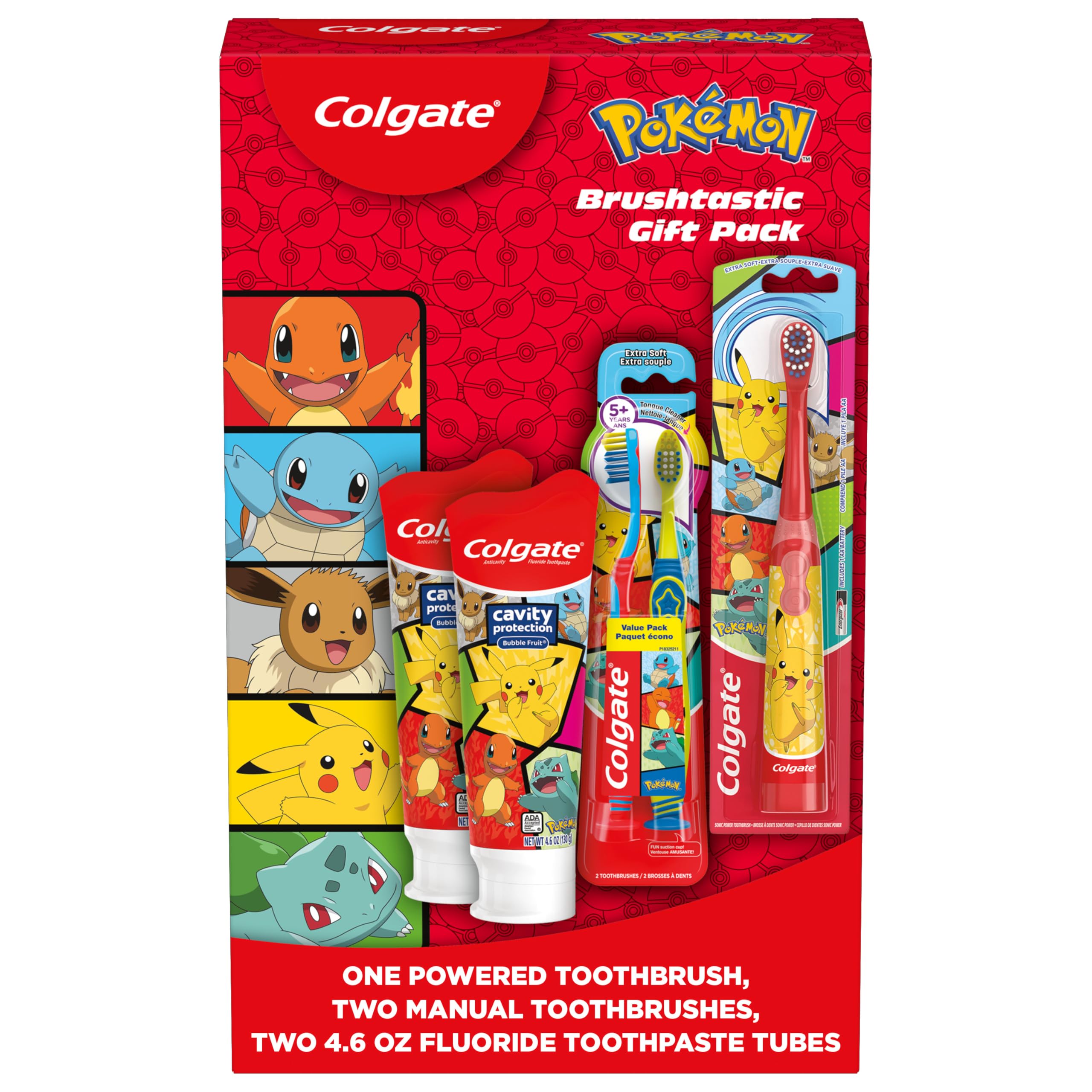 Colgate Pokemon pack frente muestra set completo con diseño atractivo