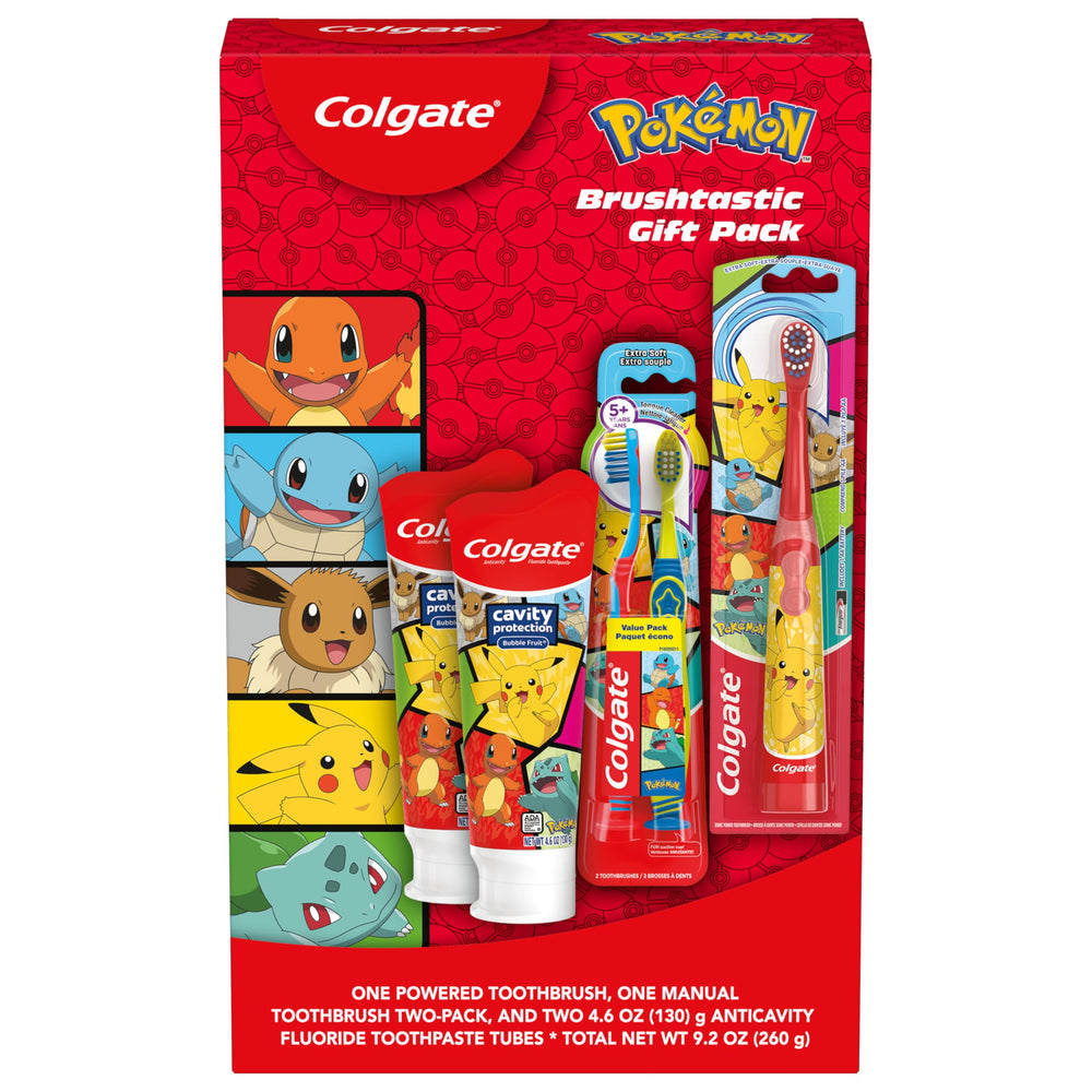 Colgate Pokemon tamaño y escala comparado con mano infantil para referencia