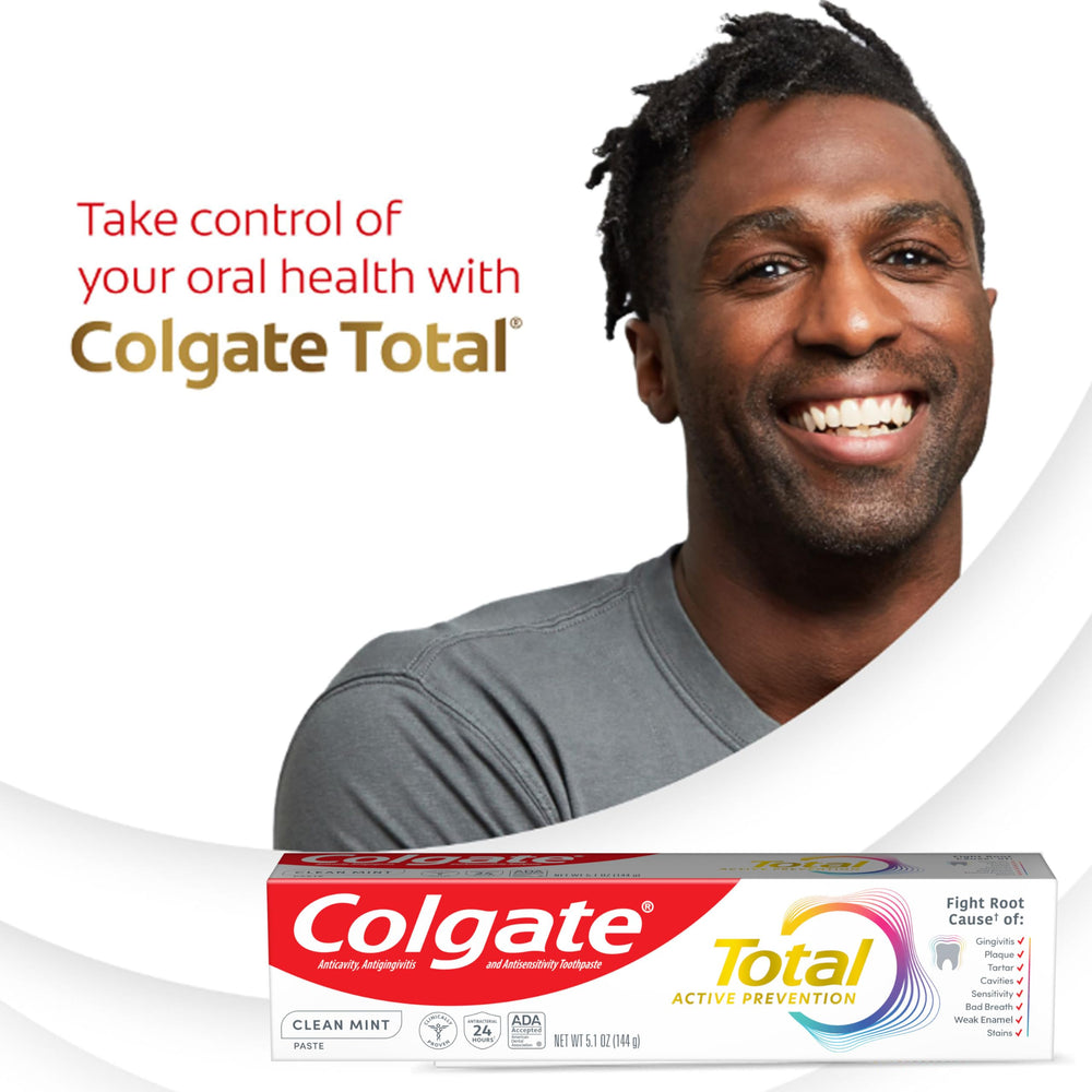 Colgate Total cierre del tubo ilustrando sellado seguro y conservación