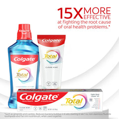 Colgate Total textura de la pasta mint que sugiere limpieza y frescura