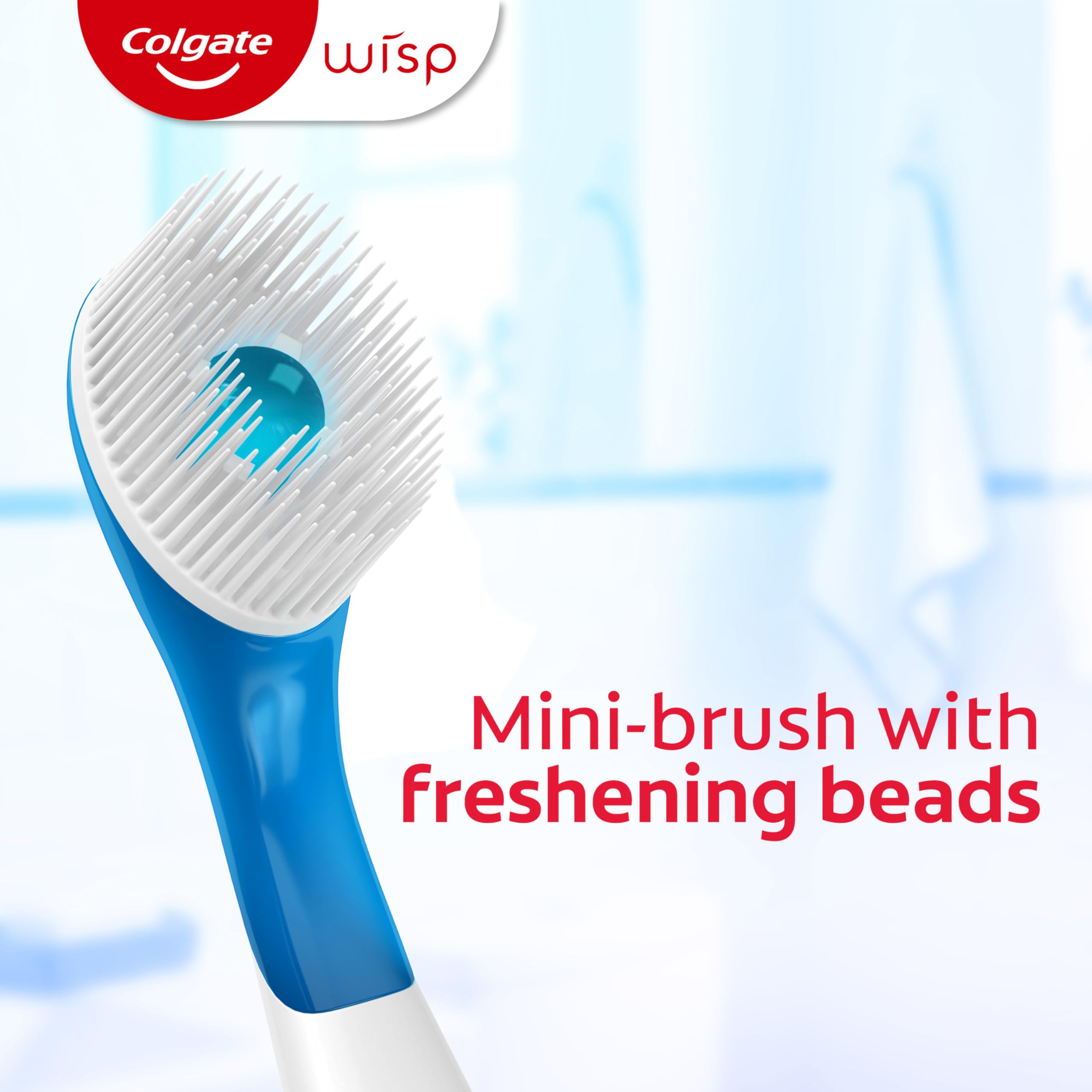 single Colgate Wisp brush close-up displaying mini head and ready-to-use convenience