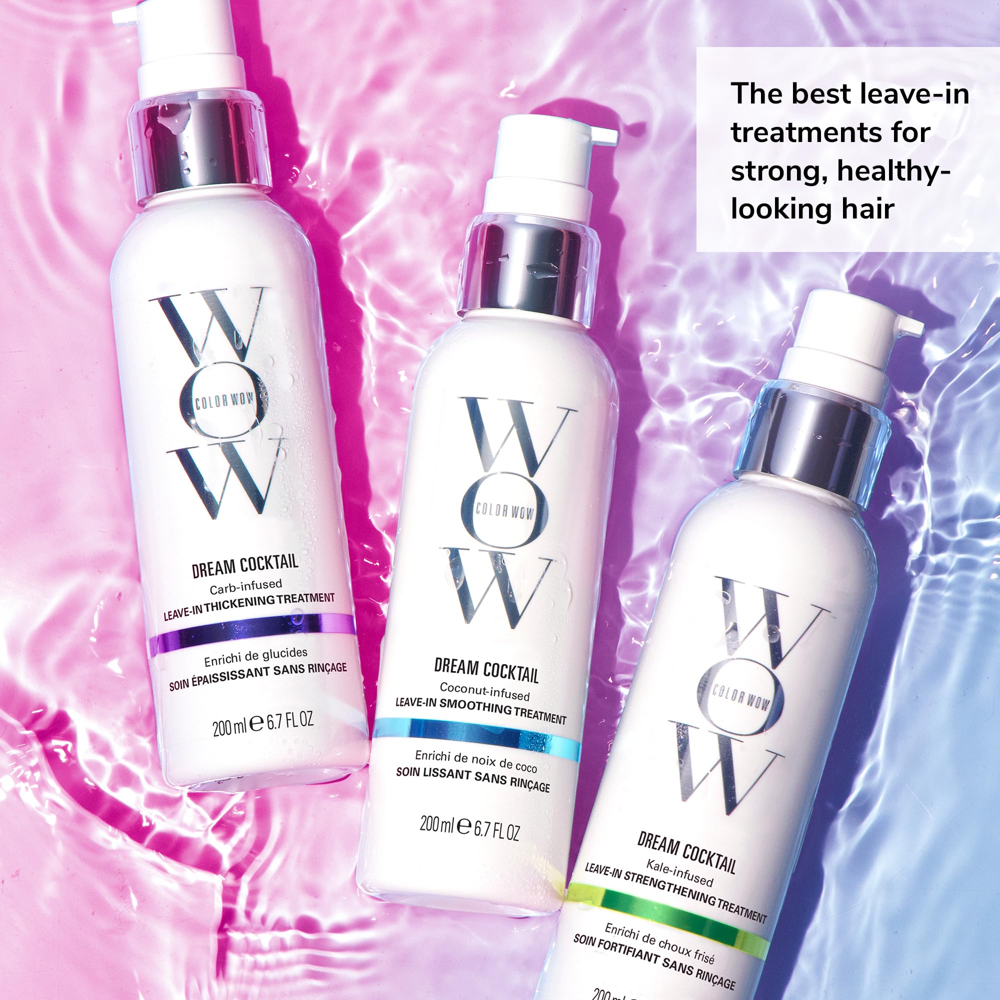 COLOR WOW textura cremosa del Dream Cocktail que indica absorción y protección térmica