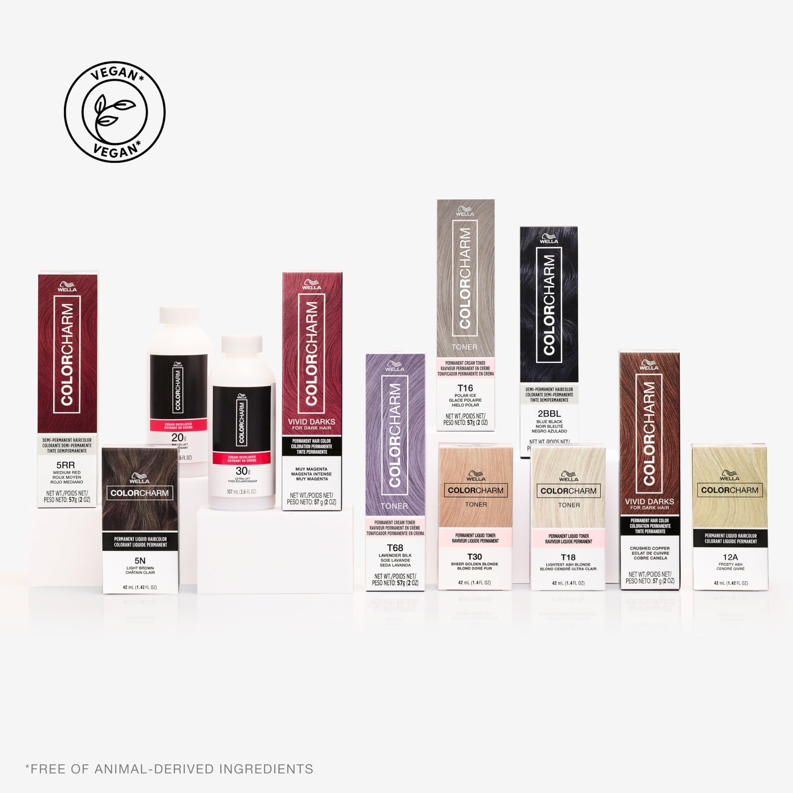 COLORCHARM etiqueta vegan visible, opción sin ingredientes animales