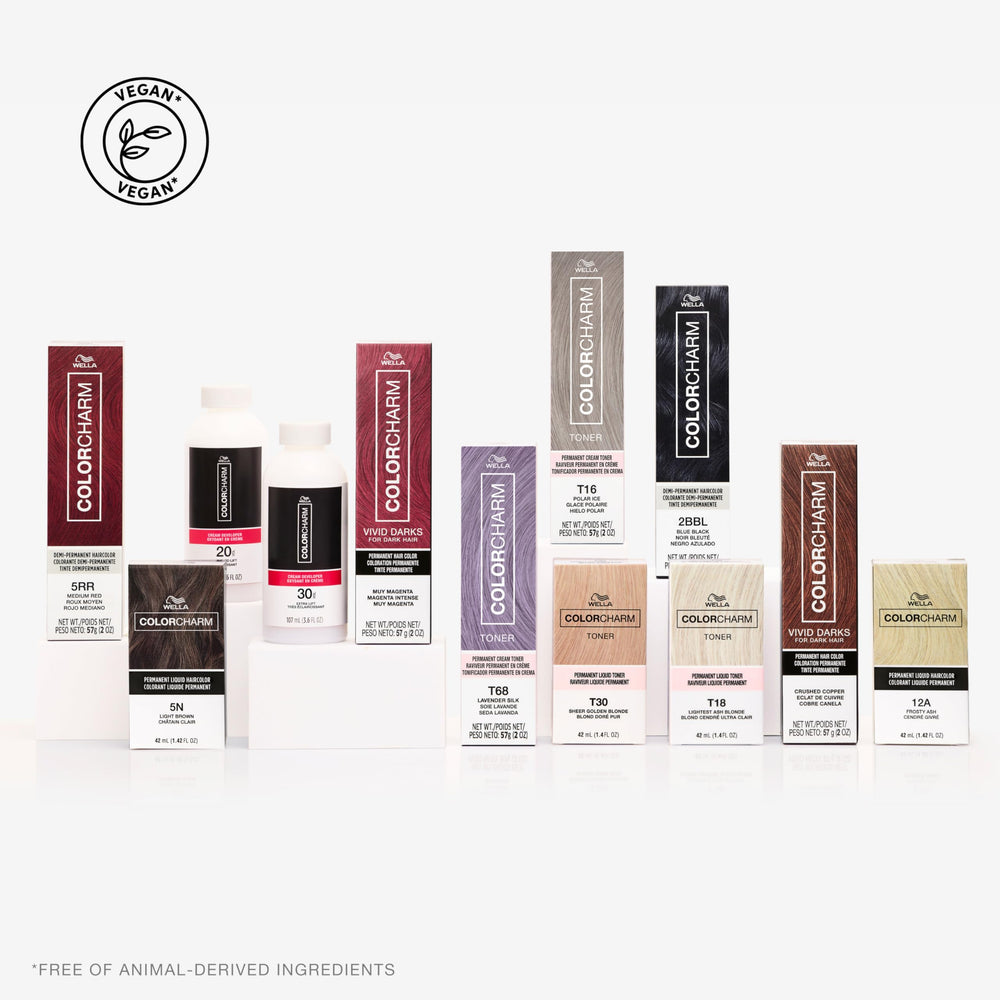 COLORCHARM etiqueta vegan visible, opción sin ingredientes animales