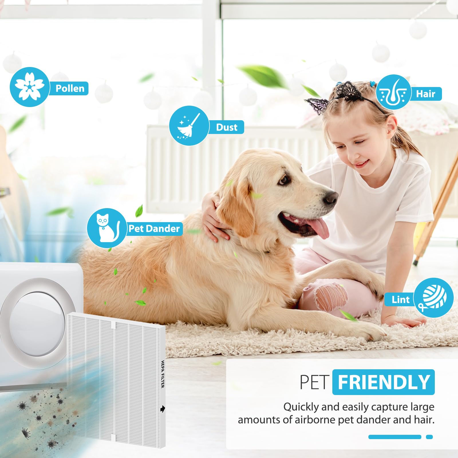 Colorfullife filtro en salón con mascota mejorando ambiente