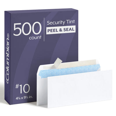 Columbian front packaging showing box of 500 envelopes and professional look