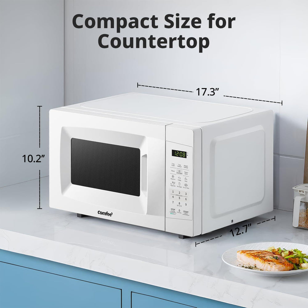 COMFEE' LED display close-up showing clock and timer for visible cooking status