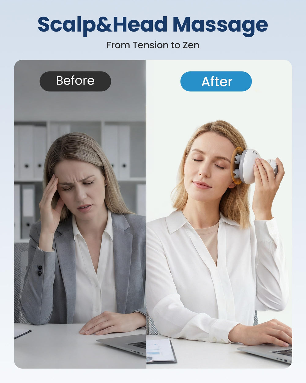 COMFIER detalle de cabezas de silicona que evitan tirones y enredos