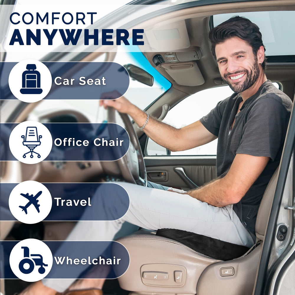 ComfiLife cushion on an office chair showing versatile support outside vehicles