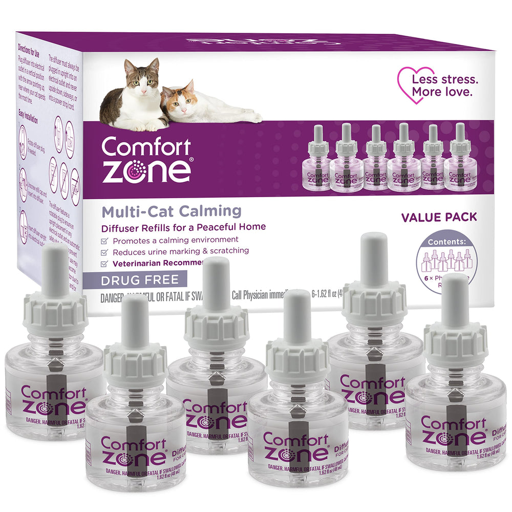 Comfort Zone front packaging showing six 30-day refills and calming benefit
