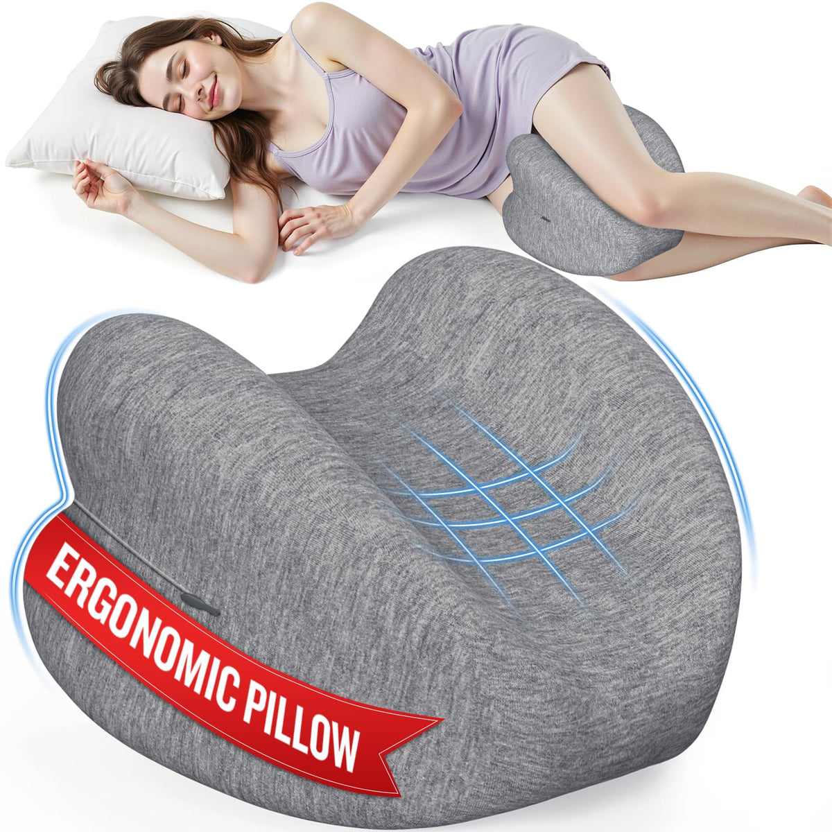 ComfyInLove vista frontal del cojín en forma de corazón mostrando su diseño