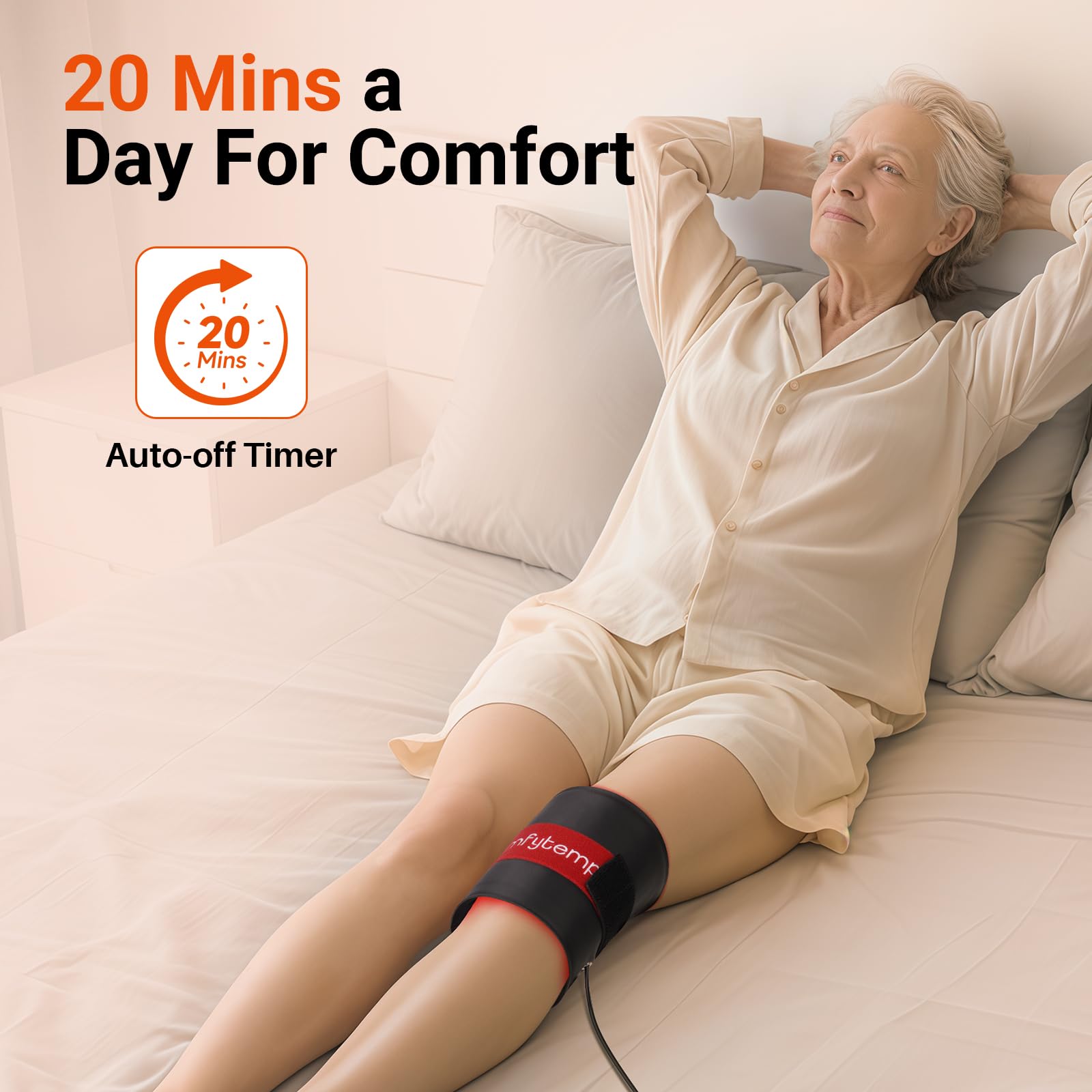 Comfytemp almohadilla colocada en persona en sala, uso doméstico práctico