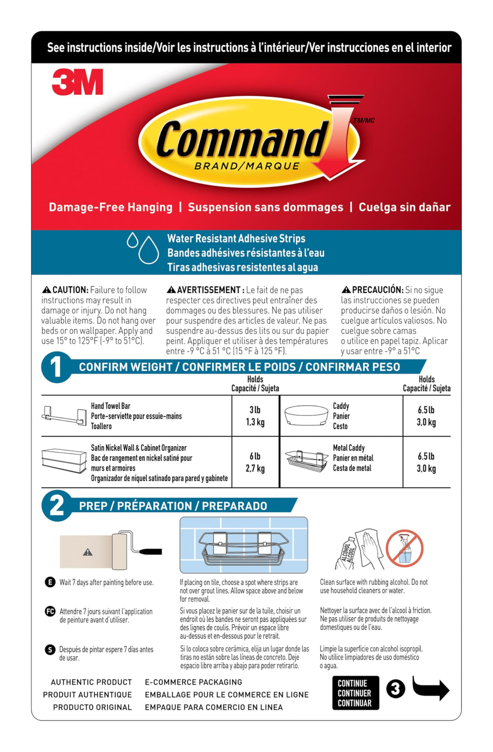 Command demostración de retirada limpia sin marcas ni residuos