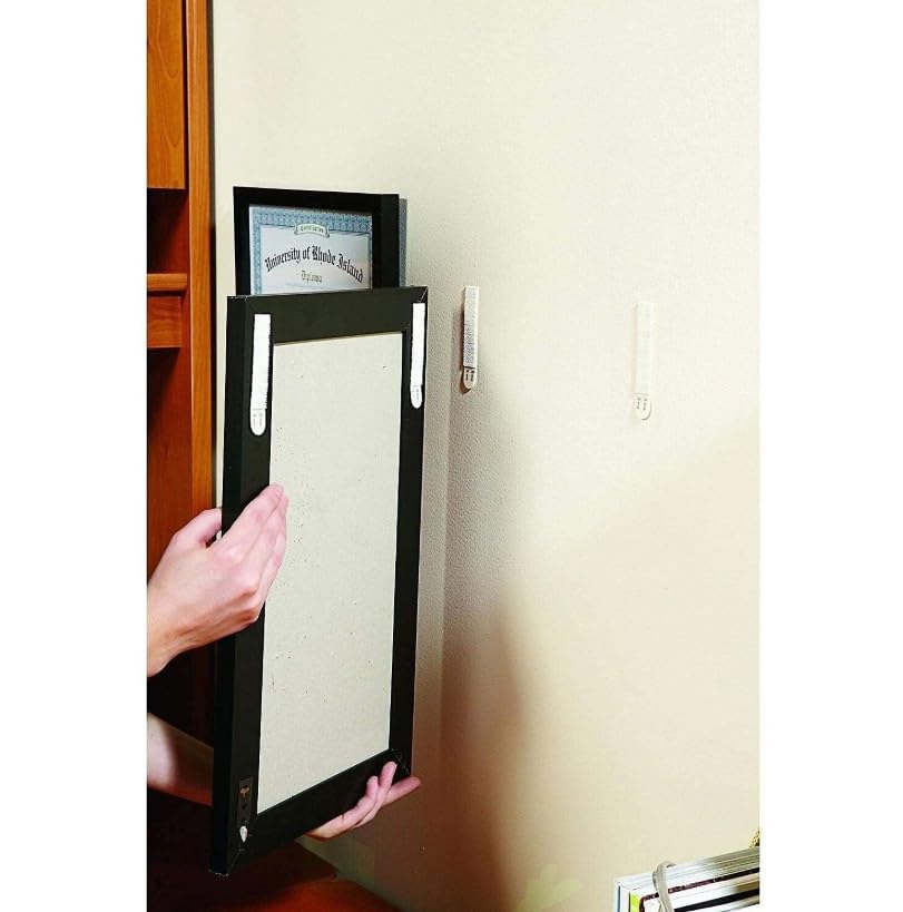 Command mounted frame in living room showing no-wall-damage benefit