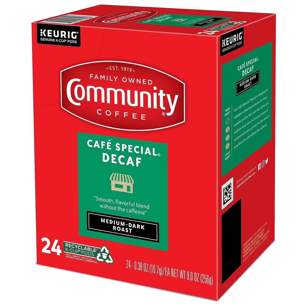 Community Coffee embalaje lateral con información de origen y tueste