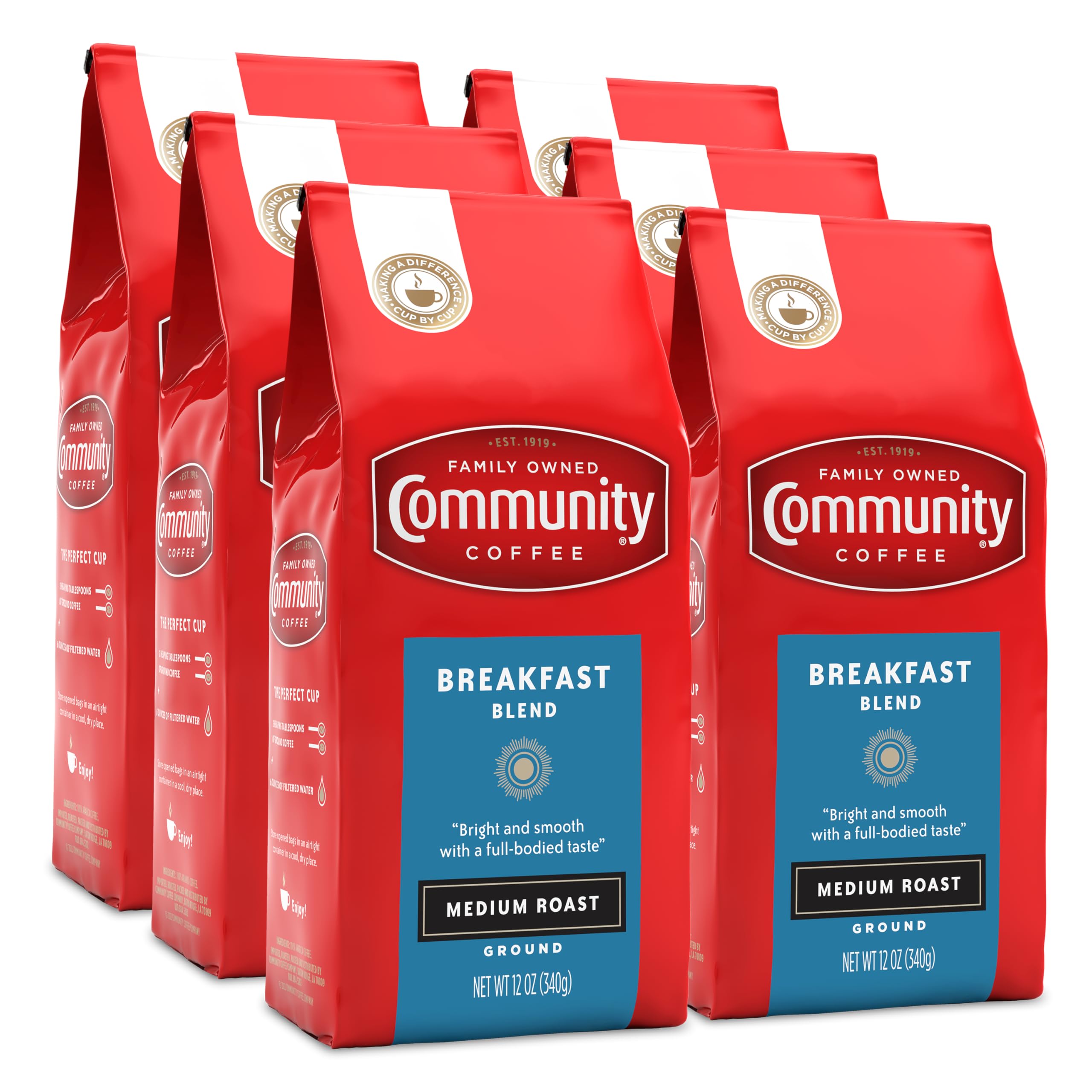 Community Coffee vista frontal del paquete mostrando diseño y cantidad